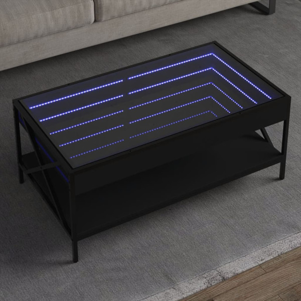 Mesa central com Infinity LED preto 90x50x38 cm D