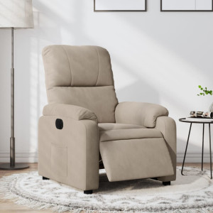 Sillón reclinable eléctrico tela de microfibra gris taupe D