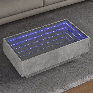 Mesa de centro y LED madera ingeniería gris hormigón 90x50x30cm D