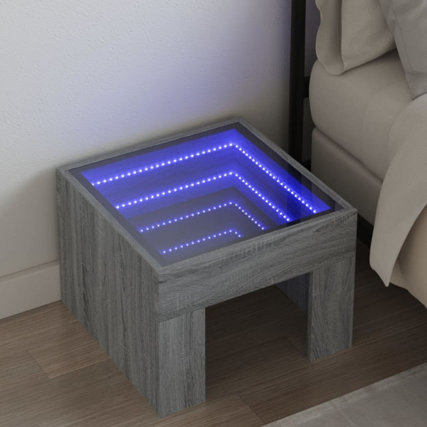 Mesa de centro con Infinity LED gris Sonoma 40x40x30 cm D