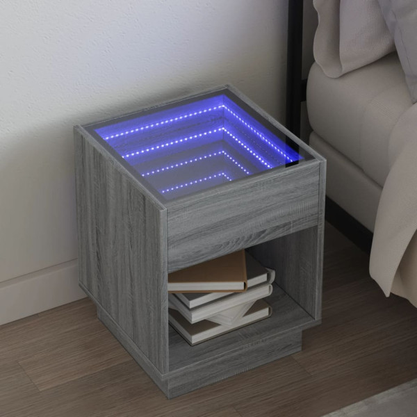 Mesa de centro con Infinity LED gris Sonoma 40x40x50 cm D