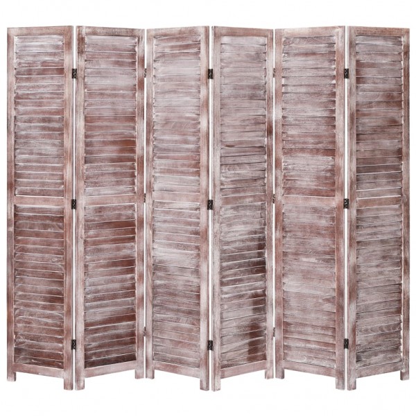 Biombo de 6 paneles madera marrón 210x165 cm D