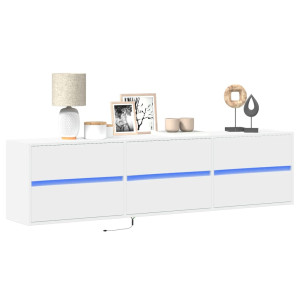 Mueble de TV de pared con LED blanco 180x31x45 cm D