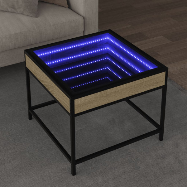 Mesa de centro con Infinity LED roble Sonoma 50x50x41 cm D