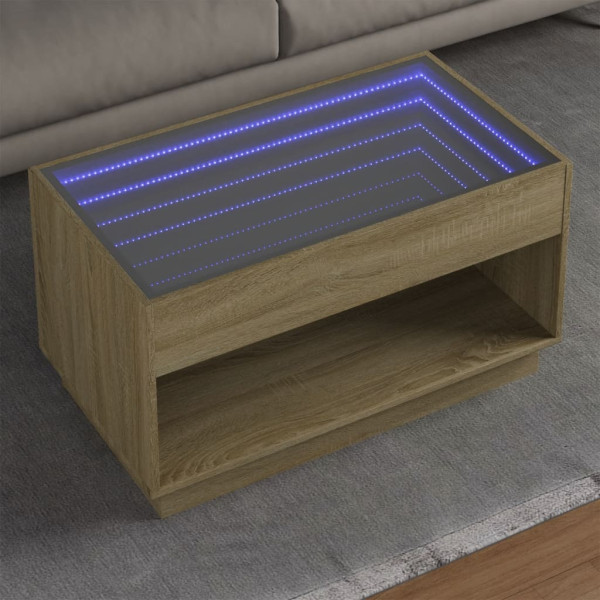 Mesa de centro con Infinity LED roble Sonoma 90x50x50 cm D