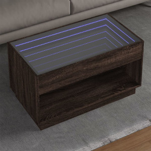 Mesa de centro con Infinity LED marrón roble 90x50x50 cm D