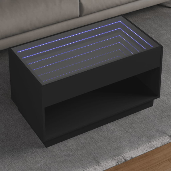 Mesa central com Infinity LED preto 90x50x50 cm D