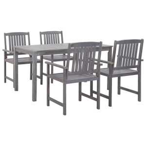 Set de comedor de jardín 5 piezas madera maciza de acacia gris D