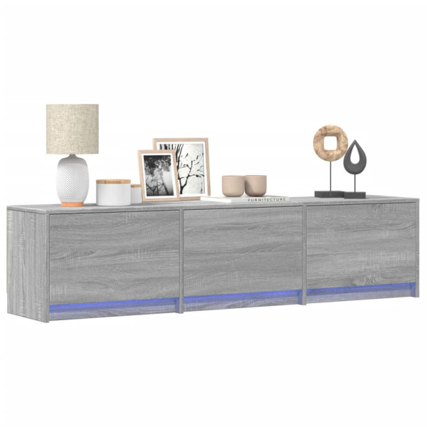 Mueble de TV con LED madera ingeniería gris Sonoma 165x34x40 cm D