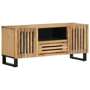 Mueble de TV madera maciza de mango rugosa 100x34x46 cm D