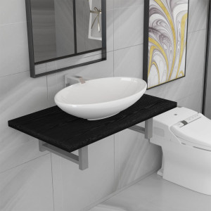 Conjunto de muebles de baño 2 piezas cerámica negro D