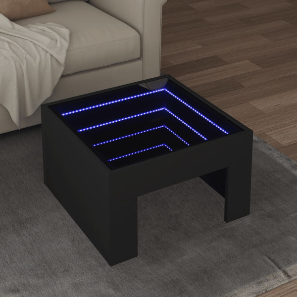 Mesa central com Infinity LED preto 50x50x30 cm D