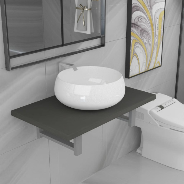 Conjunto de muebles de baño 2 piezas cerámica gris D