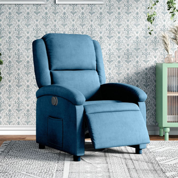 Sillón reclinable eléctrico terciopelo azul D