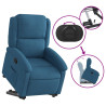 Sillón reclinable elevable de terciopelo azul 5