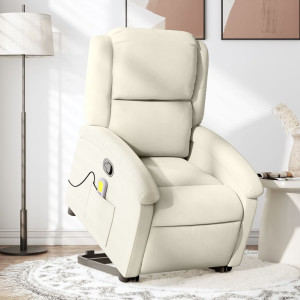 Reclining cadeira massagem alta veludo creme D