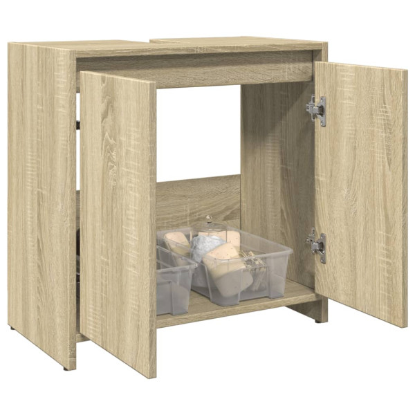 Armario lavabo baño madera ingeniería roble Sonoma 60x33x60 cm D