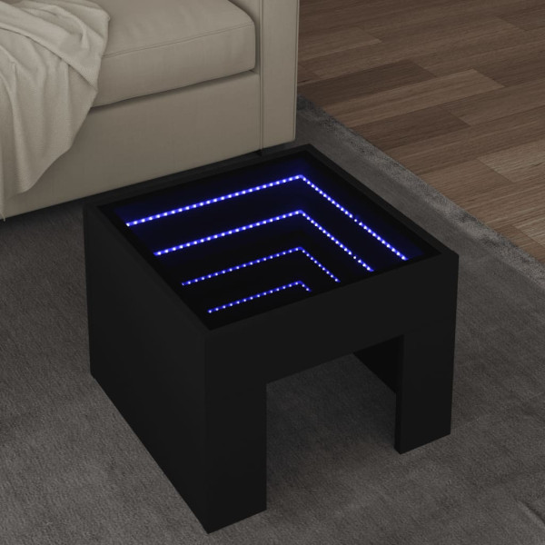 Mesa central com Infinity LED preto 40x40x30 cm D