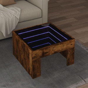 Mesa de centro con Infinity LED roble ahumado 50x50x30 cm D