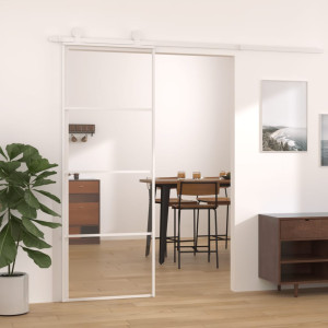 Puerta corredera ESG vidrio y aluminio 76x205 cm blanco D