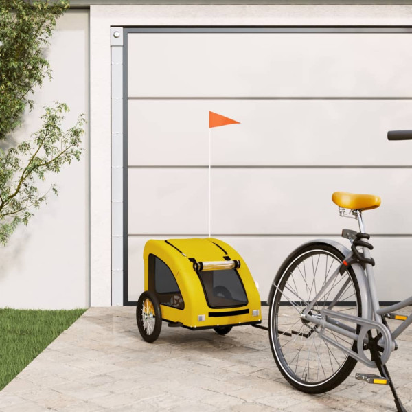 Trailer de bicicleta para animais de estimação em ferro Oxford pano amarelo D