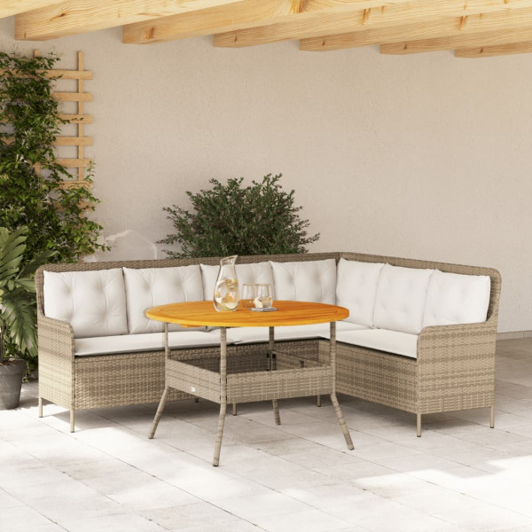 Sofá de jardim conjunto 2 pcs e almofadas de rattan sintético marrom D