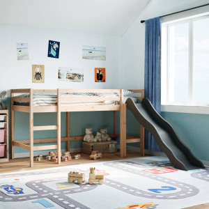 Cama alta para niños sin colchón madera maciza pino 90x200 cm D