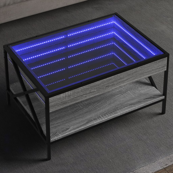 Mesa de centro con Infinity LED gris Sonoma 70x50x38 cm D