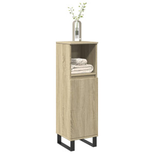 Armario de baño madera contrachapada roble Sonoma 30x30x100 cm D