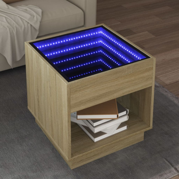 Mesa central com Infinity Sonoma de carvalho LED 50x50x50 cm D