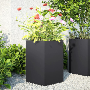 Jardim hexagonal de aço preto 46x40x45 cm D