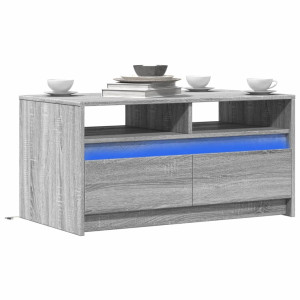 Mesa de centro con luces LED madera de ingeniería gris Sonoma D