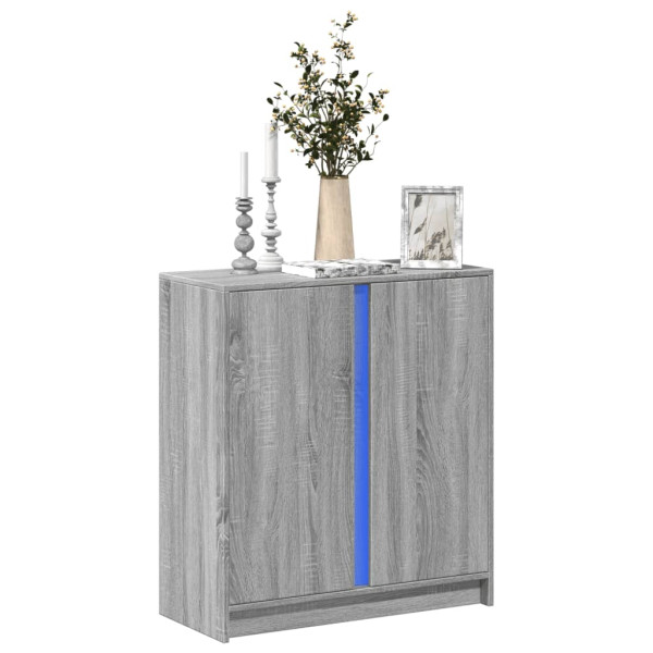 Aparador con LED madera de ingeniería gris Sonoma 77x34x85 cm D