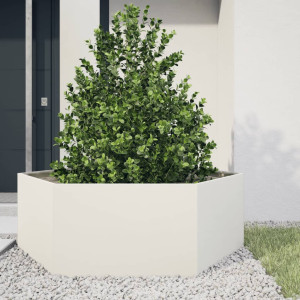 Jardinera hexagonal acero blanco 138x120x45 cm D