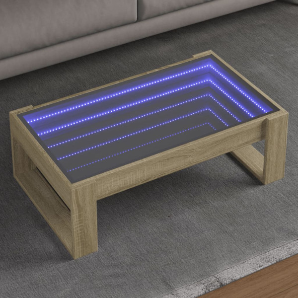 Mesa de centro con Infinity LED roble Sonoma 90x53x30 cm D