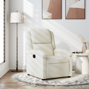 Sillón reclinable terciopelo blanco crema D