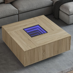 Mesa de centro con Infinity LED roble Sonoma 100x100x40 cm D