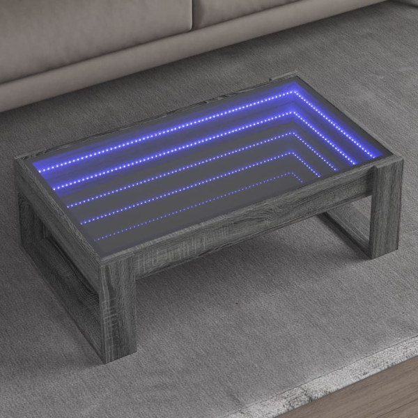 Mesa de centro con Infinity LED gris Sonoma 90x53x30 cm D