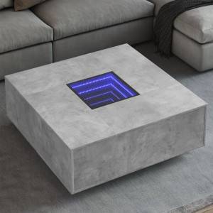 Mesa de centro con Infinity LED gris hormigón 100x100x40 cm D