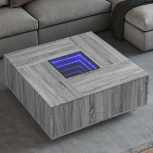 Mesa de centro con Infinity LED gris Sonoma 100x100x40 cm D