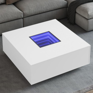 Mesa de centro con LED Infinity blanca 100x100x40 cm D