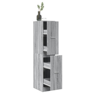 Armario botiquín madera ingeniería gris Sonoma 30x41x144.5 cm D