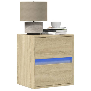 Mueble de TV de pared con luces LED roble Sonoma 41x31x45 cm D