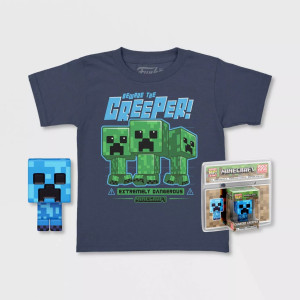 Pop & tee minecraft carregado assustador funko + T-shirt tamanho l D