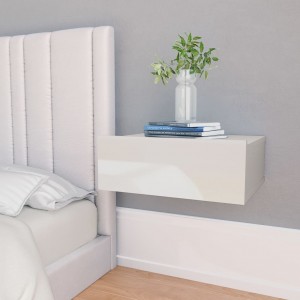 Mesitas noche flotante 2 uds contrachapada blanco 40x30x15 cm D