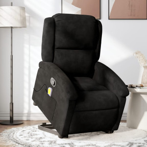 Sillón reclinable de masaje elevable terciopelo negro D