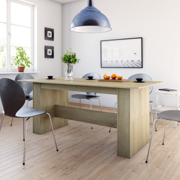 Mesa de comedor de aglomerado color roble Sonoma 180x90x76 cm D