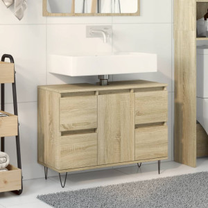 Mueble de baño madera de ingeniería roble Sonoma 80x33x60 cm D