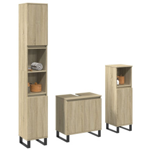 Set de muebles de baño 3 pzas madera contrachapada roble Sonoma D