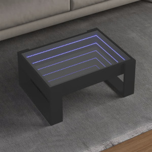 Mesa de centro con Infinity LED negro 70x53x30 cm D